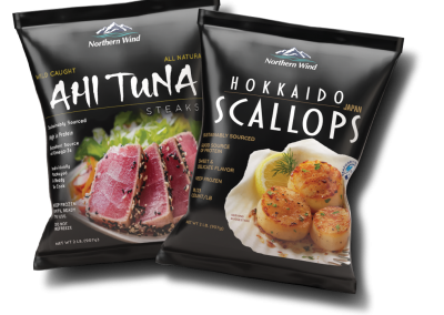 Thought For Food & Son Designs Costco-Ready Packaging for Northern Wind’s Hokkaido Scallops and Ahi Tuna